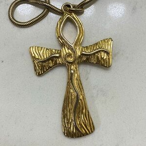 Givenchy Gold Plated Ankh Necklace